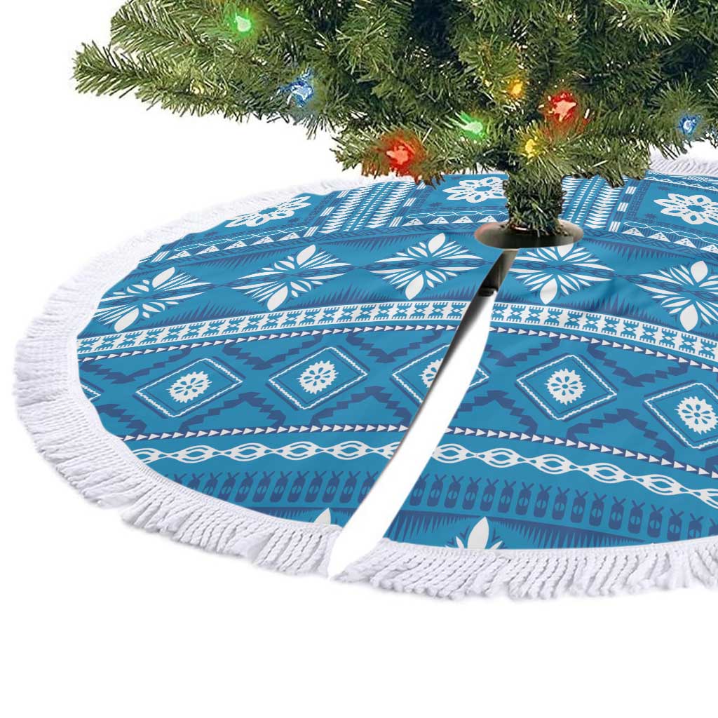 Fiji Masi All Blue Tree Skirt Tapa Pattern - Polynesian Pride