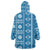 Fiji Masi All Blue Wearable Blanket Hoodie Tapa Pattern - Polynesian Pride