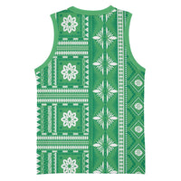 Fiji Masi All Green Basketball Jersey Tapa Pattern - Polynesian Pride