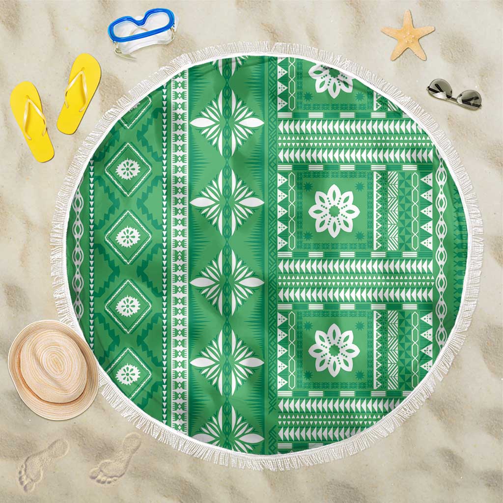 Fiji Masi All Green Beach Blanket Tapa Pattern - Polynesian Pride