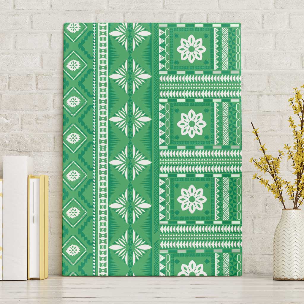 Fiji Masi All Green Canvas Wall Art Tapa Pattern - Polynesian Pride