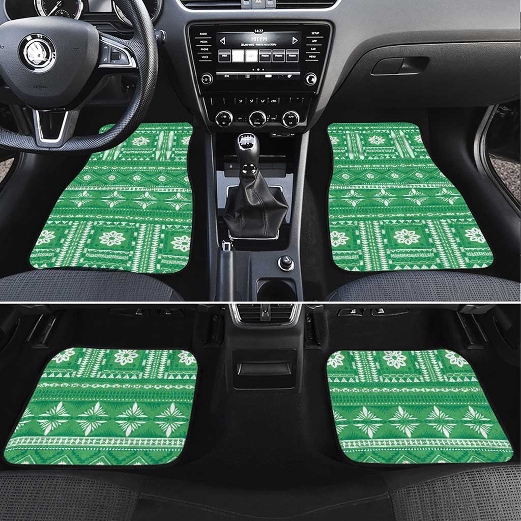 Fiji Masi All Green Car Mats Tapa Pattern - Polynesian Pride