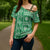 Fiji Masi All Green Cross Shoulder Shirt Tapa Pattern - Polynesian Pride