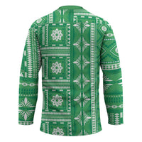 Fiji Masi All Green Hockey Jersey Tapa Pattern - Polynesian Pride