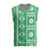 Fiji Masi All Green Christmas Knitted V-Neck Vest Tapa Pattern - Polynesian Pride