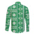 Fiji Masi All Green Long Sleeve Button Shirt Tapa Pattern - Polynesian Pride