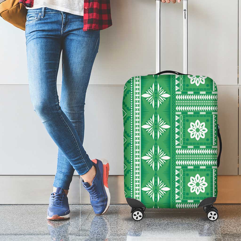 Fiji Masi All Green Luggage Cover Tapa Pattern - Polynesian Pride
