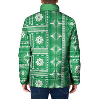 Fiji Masi All Green Padded Jacket Tapa Pattern - Polynesian Pride