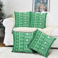 Fiji Masi All Green Pillow Cover Tapa Pattern - Polynesian Pride