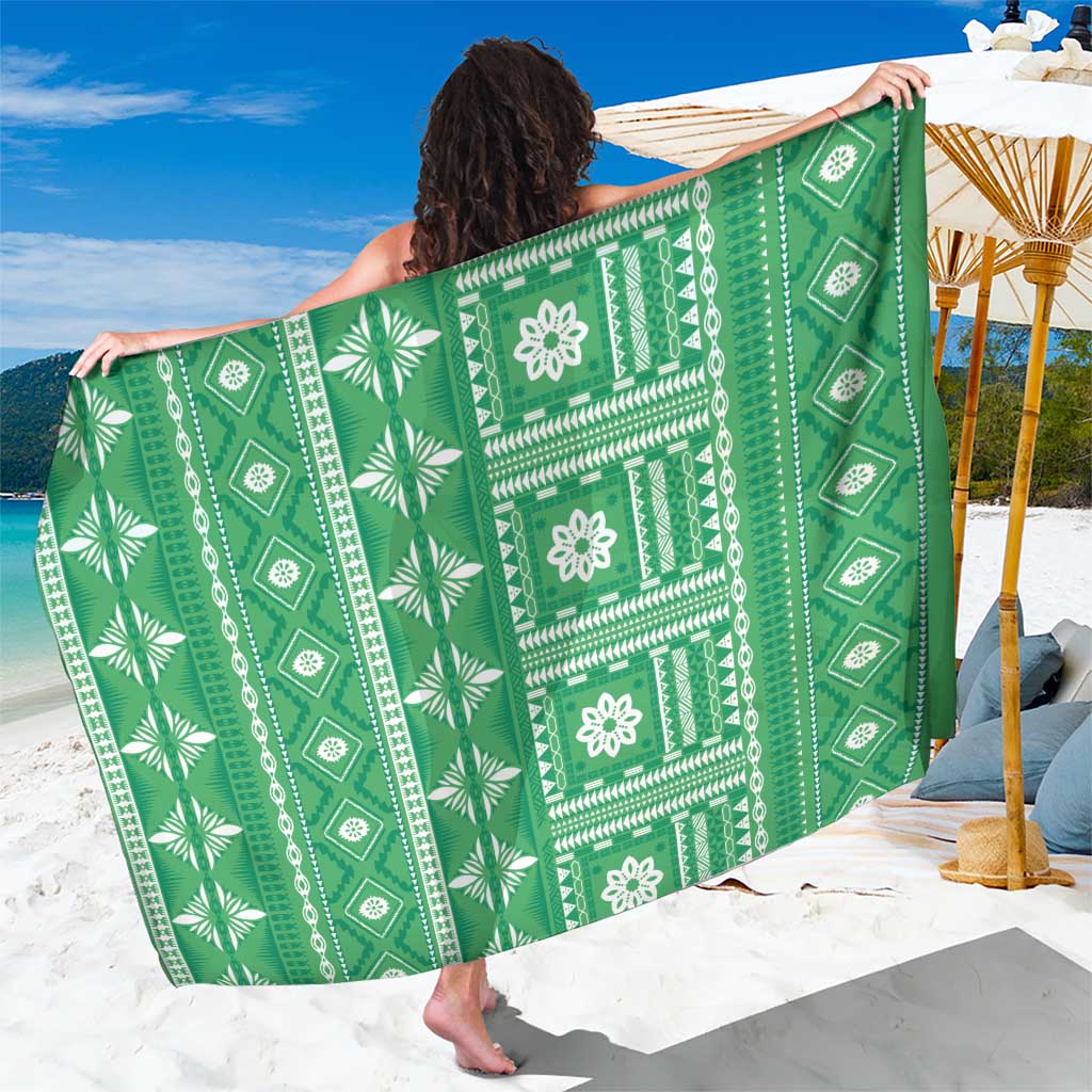 Fiji Masi All Green Sarong Tapa Pattern - Polynesian Pride