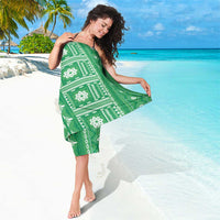 Fiji Masi All Green Sarong Tapa Pattern - Polynesian Pride