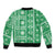 Fiji Masi All Green Sleeve Zip Bomber Jacket Tapa Pattern - Polynesian Pride