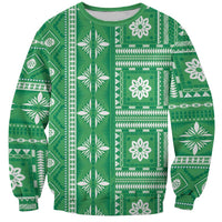 Fiji Masi All Green Sweatshirt Tapa Pattern - Polynesian Pride