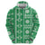 Fiji Masi All Green Zip Hoodie Tapa Pattern - Polynesian Pride