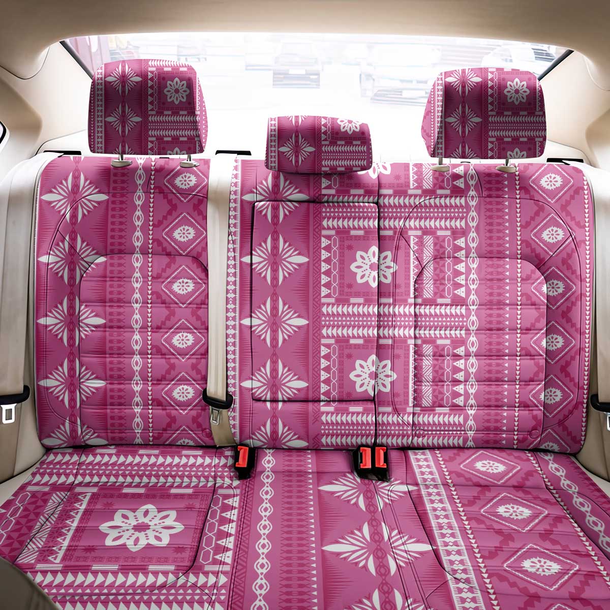 Fiji Masi All Pink Back Car Seat Cover Tapa Pattern - Polynesian Pride