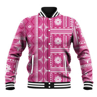 Fiji Masi All Pink Baseball Jacket Tapa Pattern - Polynesian Pride