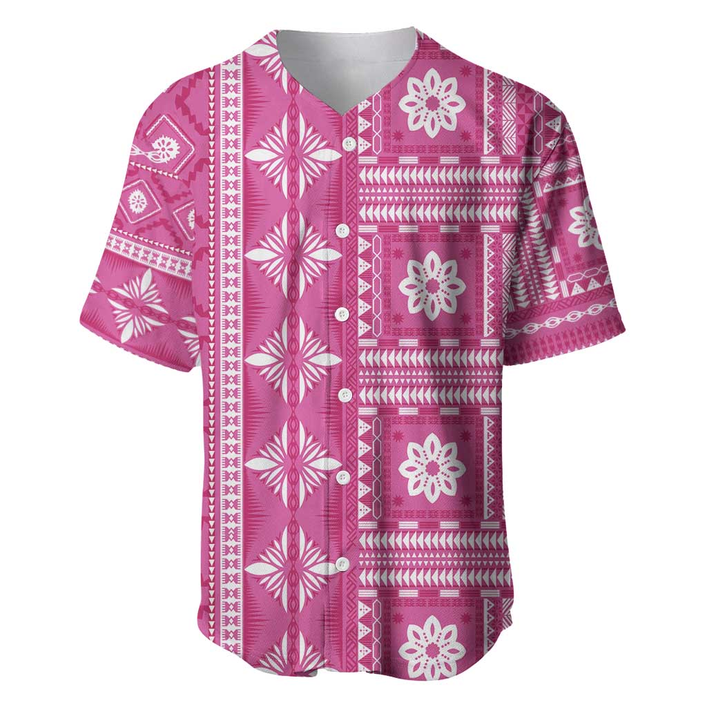 Fiji Masi All Pink Baseball Jersey Tapa Pattern - Polynesian Pride