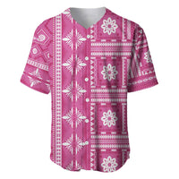 Fiji Masi All Pink Baseball Jersey Tapa Pattern - Polynesian Pride