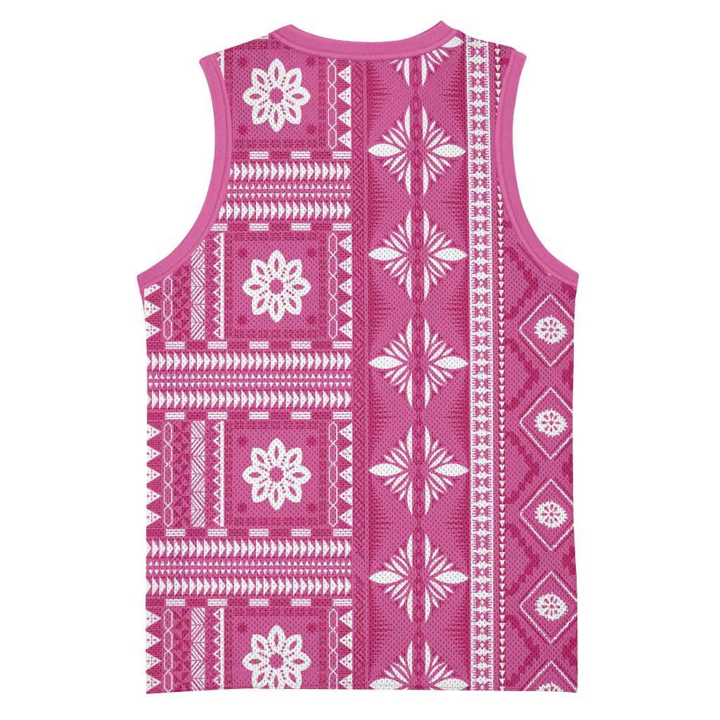 Fiji Masi All Pink Basketball Jersey Tapa Pattern - Polynesian Pride