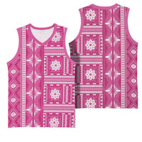 Fiji Masi All Pink Basketball Jersey Tapa Pattern - Polynesian Pride