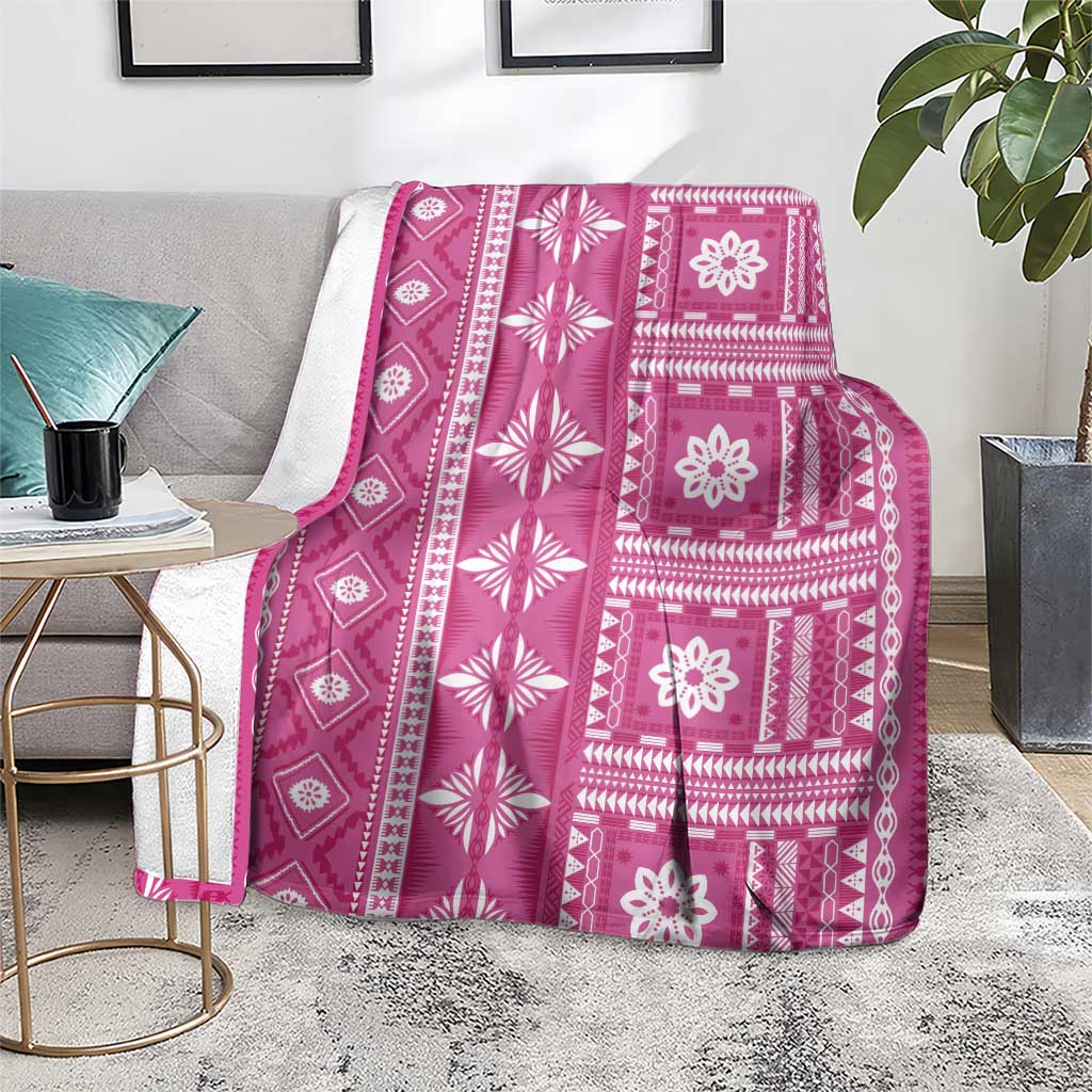 Fiji Masi All Pink Blanket Tapa Pattern - Polynesian Pride