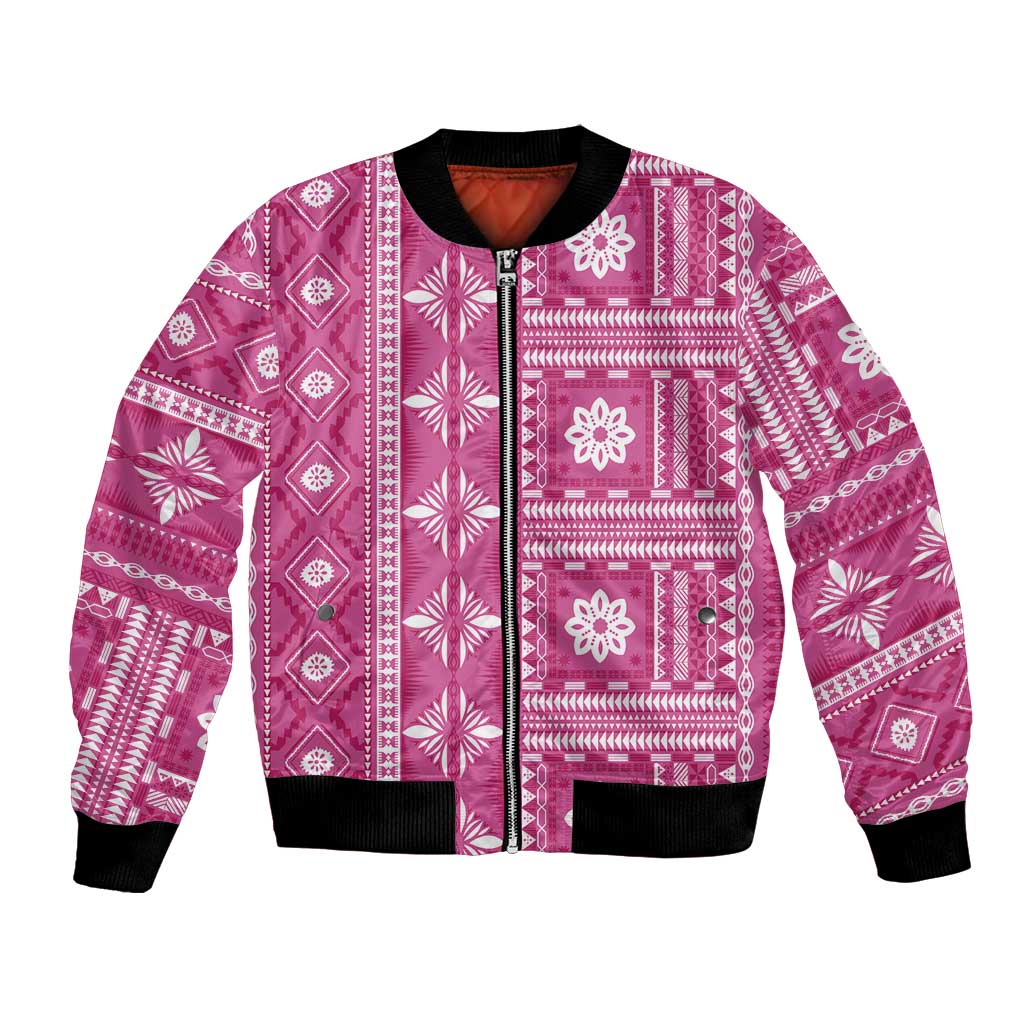 Fiji Masi All Pink Bomber Jacket Tapa Pattern - Polynesian Pride