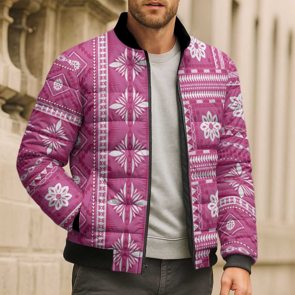 Fiji Masi All Pink Bomber Puffer Jacket Tapa Pattern - Polynesian Pride