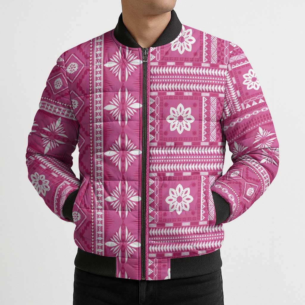 Fiji Masi All Pink Bomber Puffer Jacket Tapa Pattern - Polynesian Pride