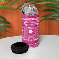 Fiji Masi All Pink 4 in 1 Can Cooler Tumbler Tapa Pattern - Polynesian Pride