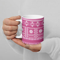 Fiji Masi All Pink Ceramic Mug Tapa Pattern - Polynesian Pride