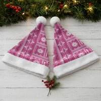 Fiji Masi All Pink Christmas Santa Hat Tapa Pattern - Polynesian Pride