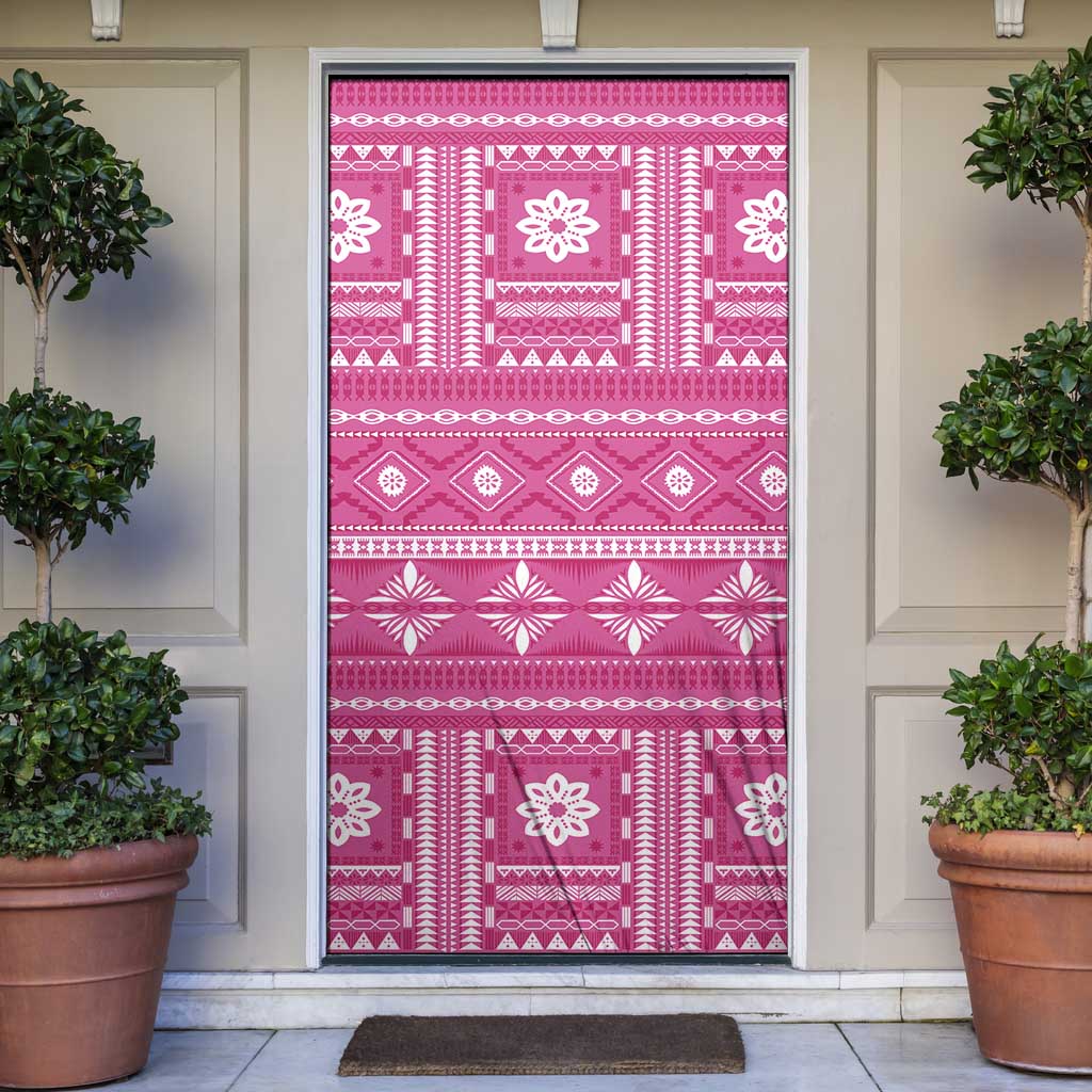 Fiji Masi All Pink Door Cover Tapa Pattern - Polynesian Pride