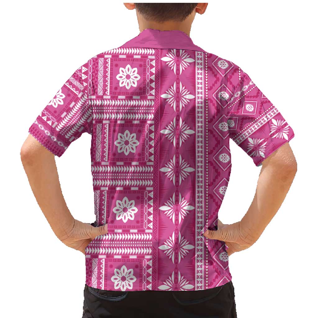 Fiji Masi All Pink Family Matching Mermaid Dress and Hawaiian Shirt Tapa Pattern - Polynesian Pride
