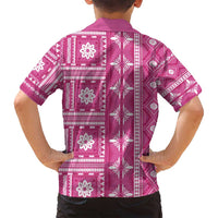 Fiji Masi All Pink Family Matching Off Shoulder Maxi Dress and Hawaiian Shirt Tapa Pattern - Polynesian Pride