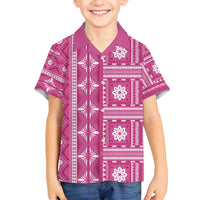 Fiji Masi All Pink Family Matching Puletasi and Hawaiian Shirt Tapa Pattern - Polynesian Pride