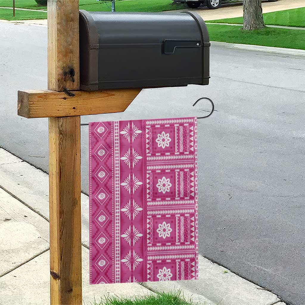 Fiji Masi All Pink Garden Flag Tapa Pattern - Polynesian Pride