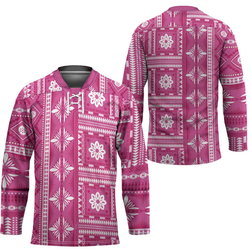 Fiji Masi All Pink Hockey Jersey Tapa Pattern - Polynesian Pride