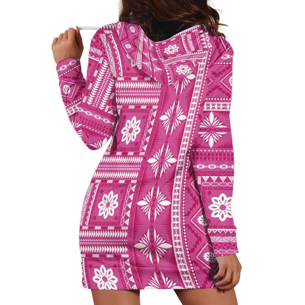 Fiji Masi All Pink Hoodie Dress Tapa Pattern - Polynesian Pride