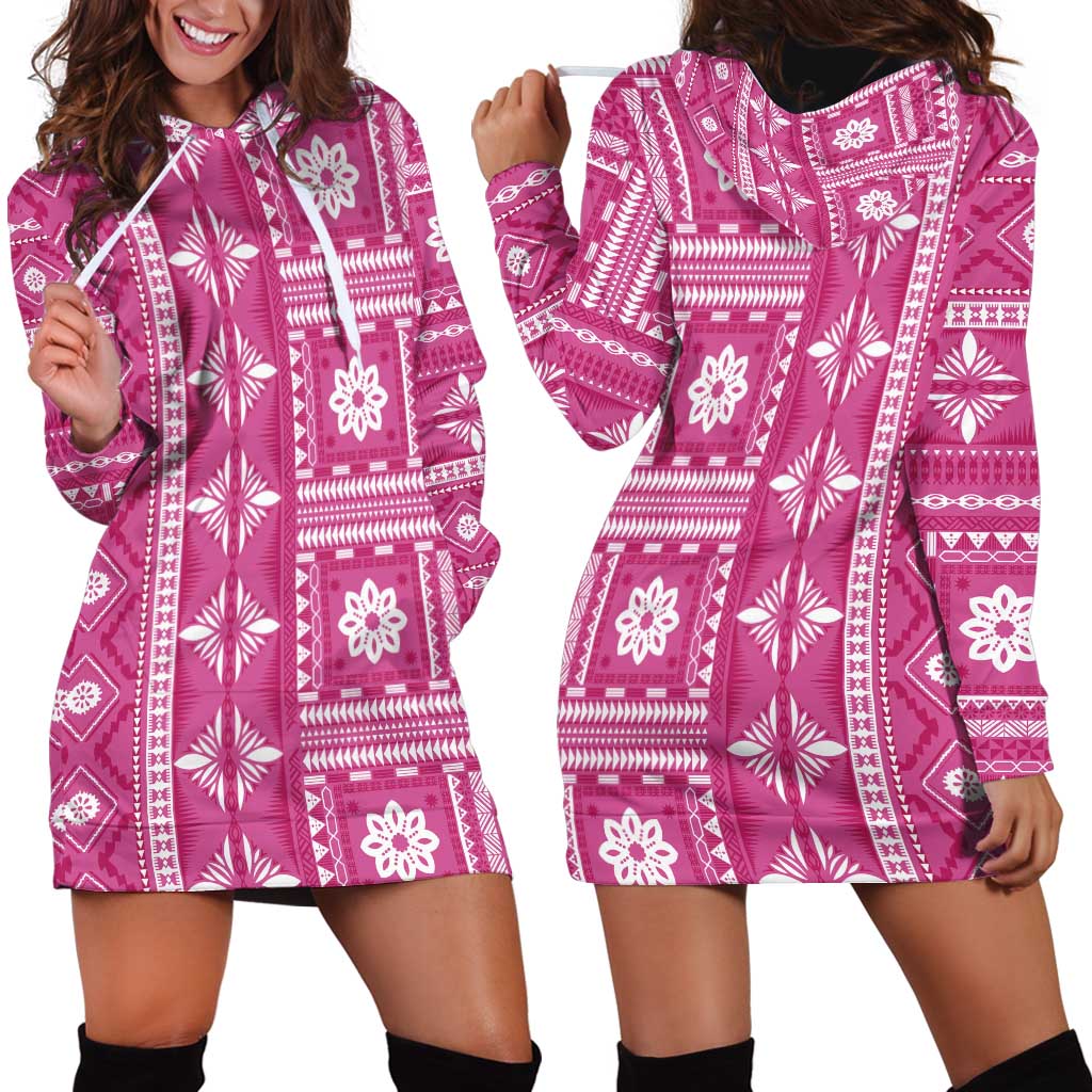 Fiji Masi All Pink Hoodie Dress Tapa Pattern - Polynesian Pride