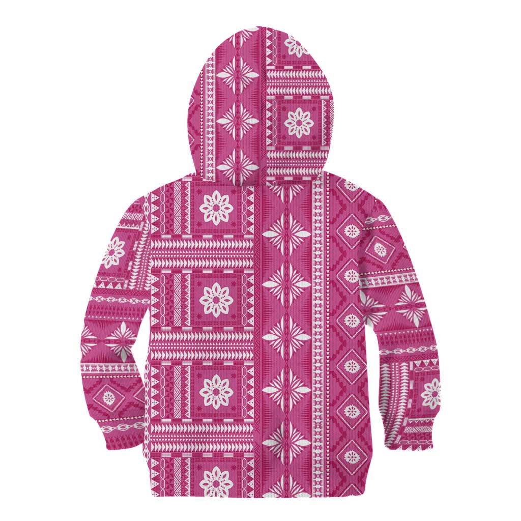 Fiji Masi All Pink Kid Hoodie Tapa Pattern - Polynesian Pride