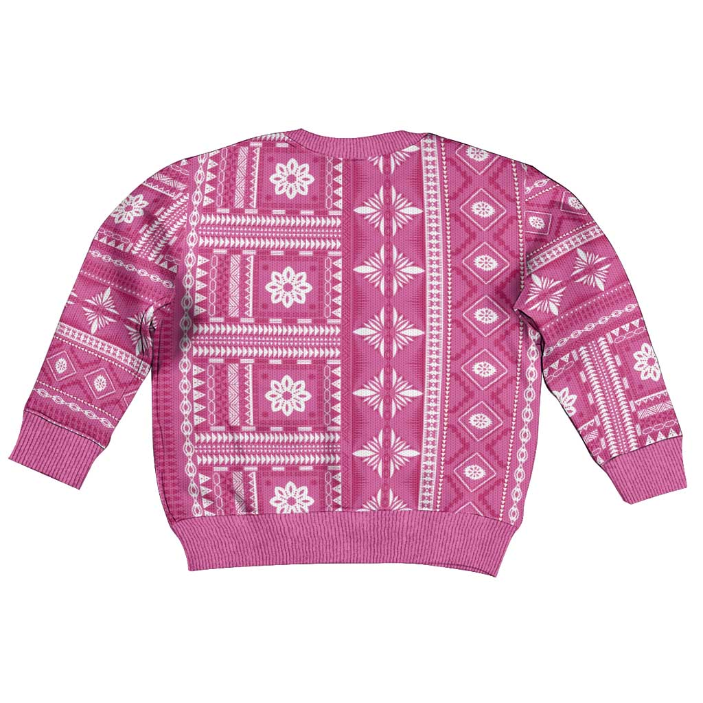 Fiji Masi All Pink Kid Ugly Christmas Sweater Tapa Pattern - Polynesian Pride