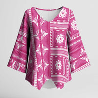 Fiji Masi All Pink Kimono Sleeve Blouse Tapa Pattern - Polynesian Pride