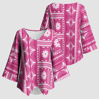 Fiji Masi All Pink Kimono Sleeve Blouse Tapa Pattern - Polynesian Pride
