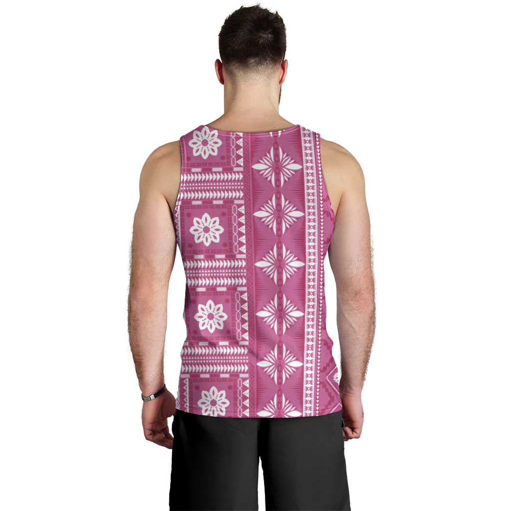 Fiji Masi All Pink Men Tank Top Tapa Pattern - Polynesian Pride