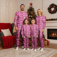 Fiji Masi All Pink Christmas Pajama Set Tapa Pattern - Polynesian Pride