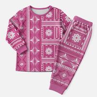 Fiji Masi All Pink Christmas Pajama Set Tapa Pattern - Polynesian Pride