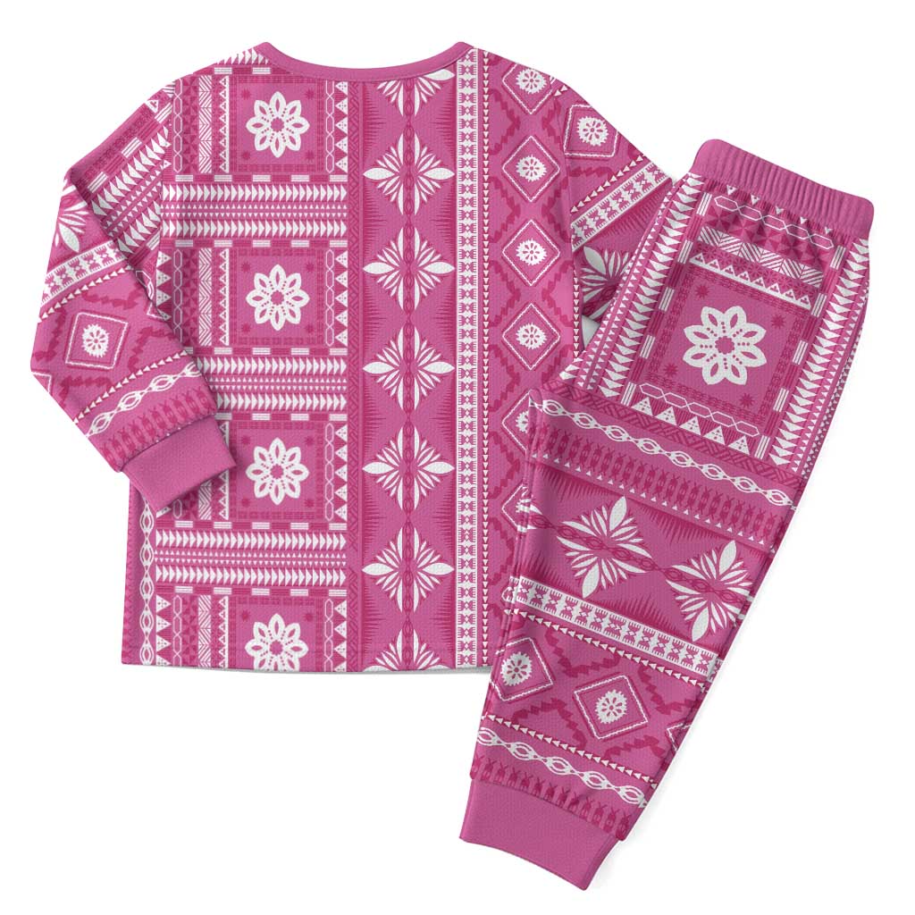 Fiji Masi All Pink Christmas Pajama Set Tapa Pattern - Polynesian Pride