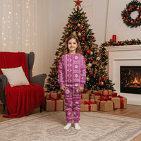 Fiji Masi All Pink Christmas Pajama Set Tapa Pattern - Polynesian Pride