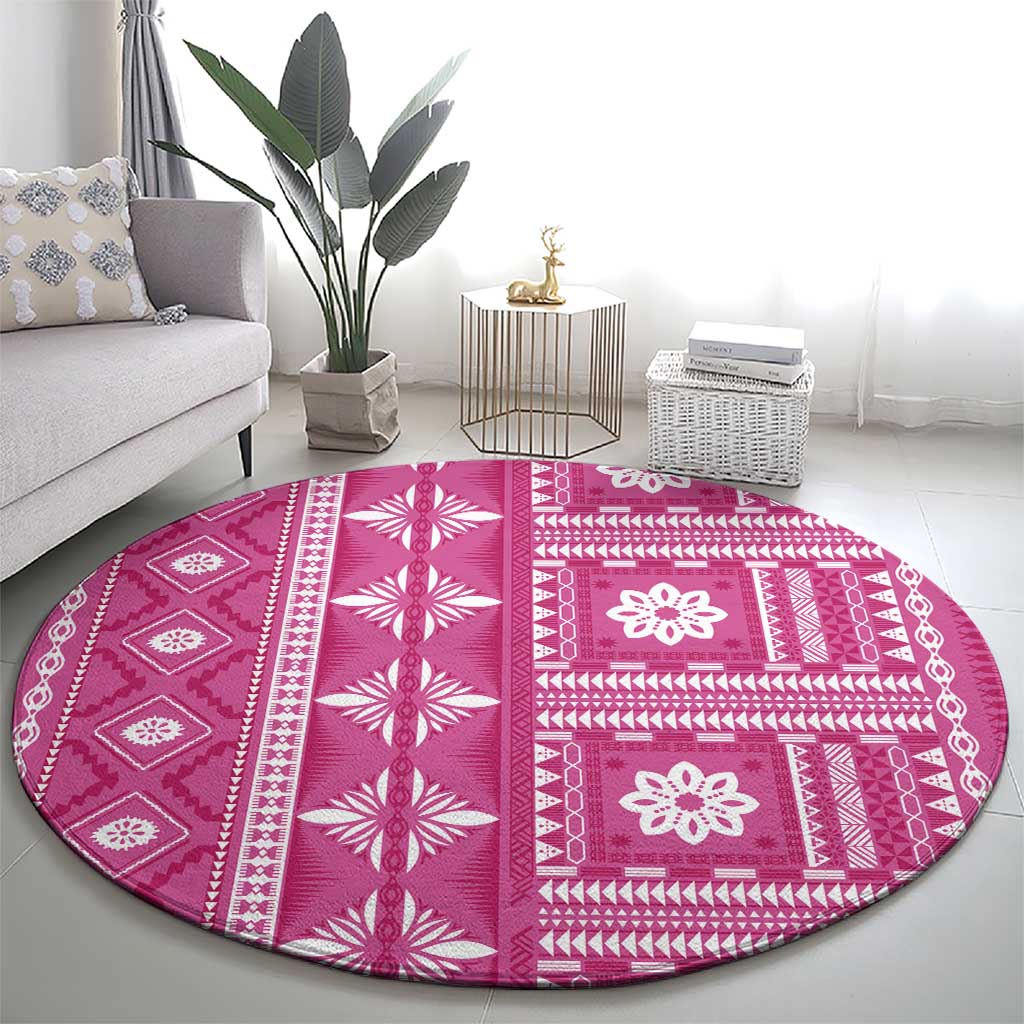 Fiji Masi All Pink Round Carpet Tapa Pattern - Polynesian Pride