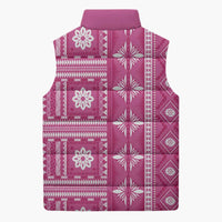 Fiji Masi All Pink Sleeveless Puffer Jacket Tapa Pattern - Polynesian Pride